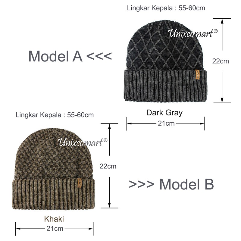 Topi Kupluk Beanie CHESS DIAMOND Topi Kupluk Dewasa Knitted Hat Bahan Rajut Tebal