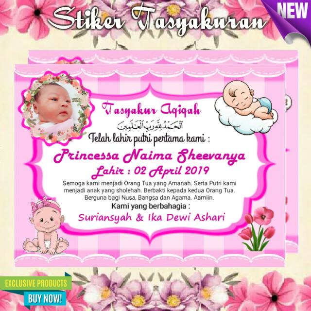 

[TERLARIS] Stiker Label Aqiqah - Free Request Foto Anak - Stiker Box Nasi