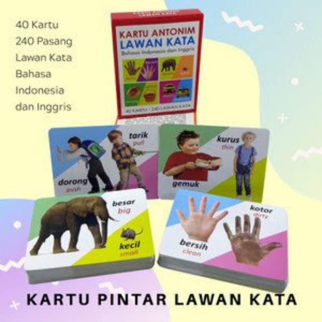 Jual Mainan Terapi Kartu Pintar Antonim Lawan Kata Flashcard | Shopee ...