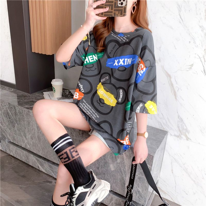 THISTLE - Oversize Tee Tshirt Wanita Model Longgar Motif Bear XXIN