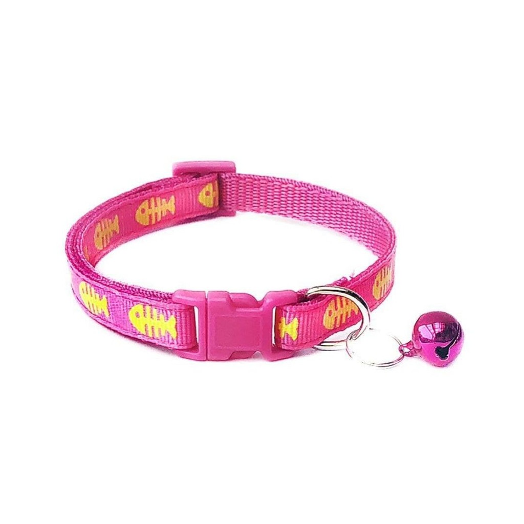 Pet collar Kalung kucing kalung anjing kelinci motif tulang ikan lonceng tali kucing lucu FEFARM