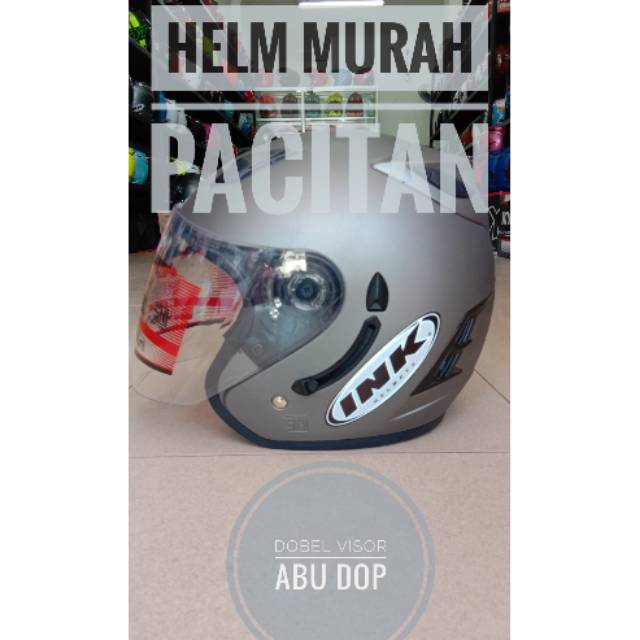 Helm ink kw centro dobel visor warna abu dop