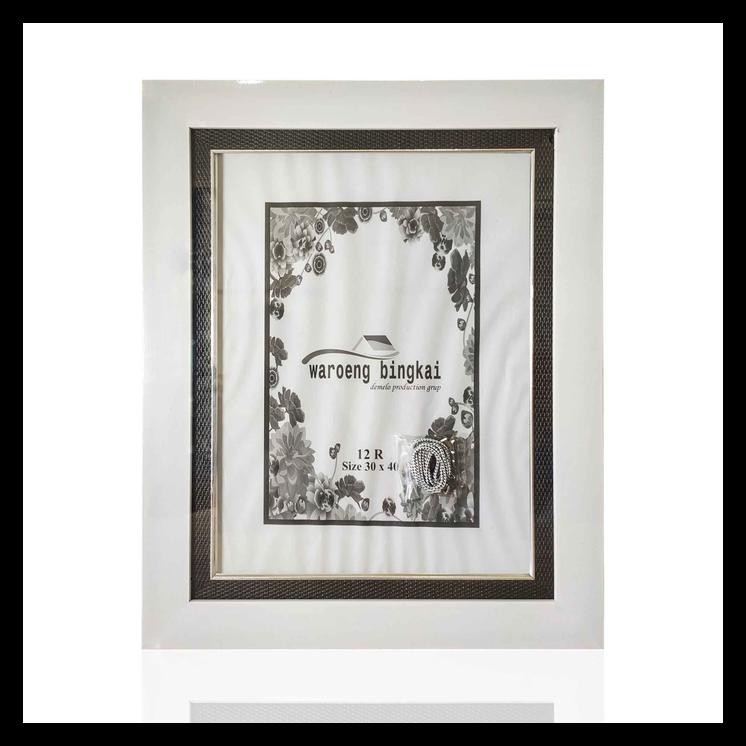 Promo Frame Foto Pigura Foto Bingkai Foto 12R 30X40 Minimalis Double Linen - Putih