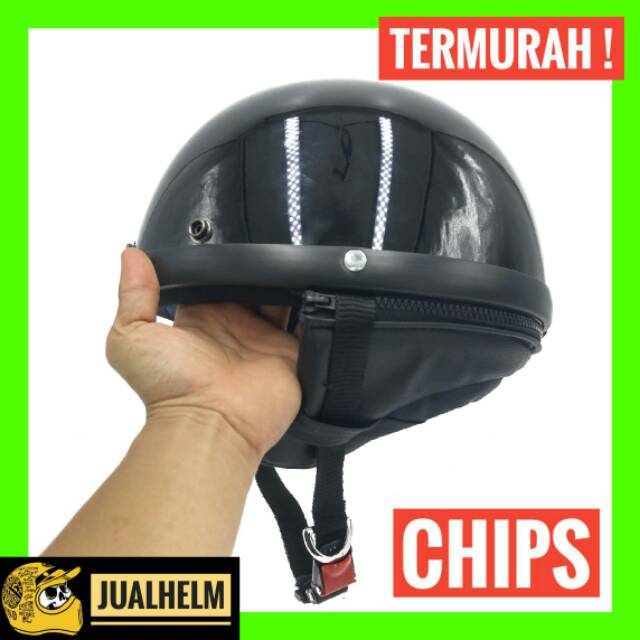 Helm Chips Hitam Glossy / Helm Vintage / Helm Chip / Helm Classic