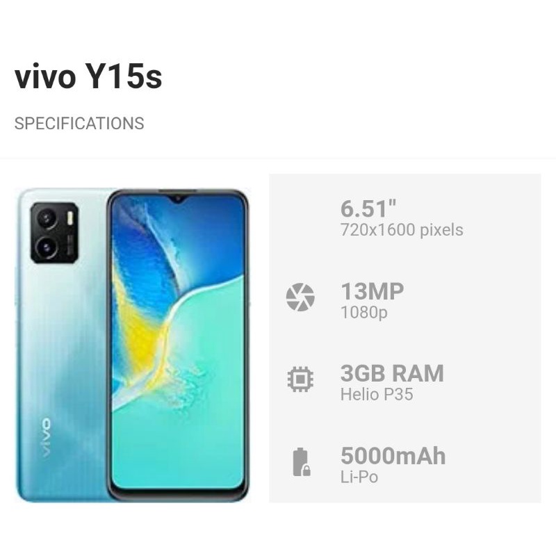 VIVO Y15S  RAM 3GB ROM 32GB NEW GARANSI RESMI INDONESIA TERMURAH