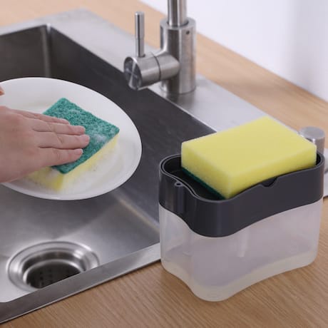 COD Dispenser Sabun &amp; Holder Spons Cuci Piring 2in1 Termasuk Spons Sponge Cuci Piring