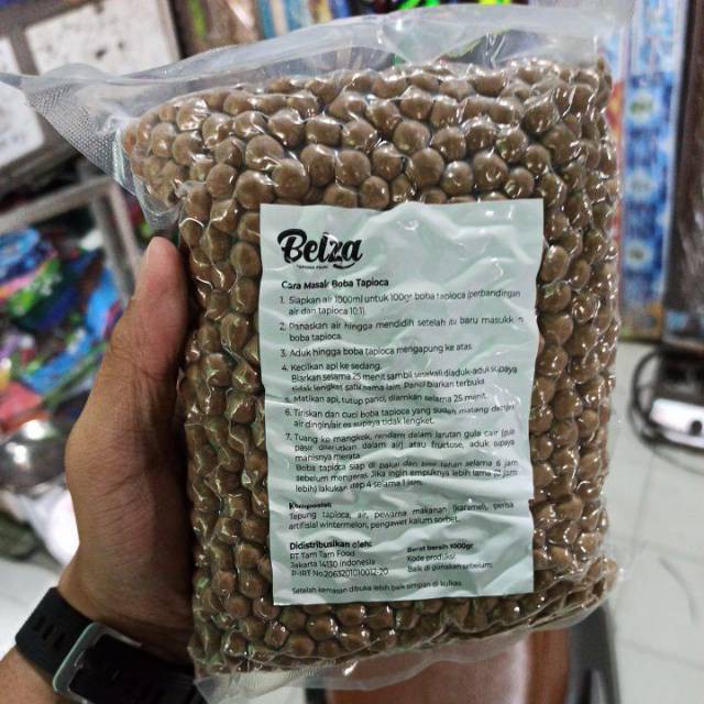 

Boba belza kemasan 1kg super kenyal dan lembut di mulut toping minuman