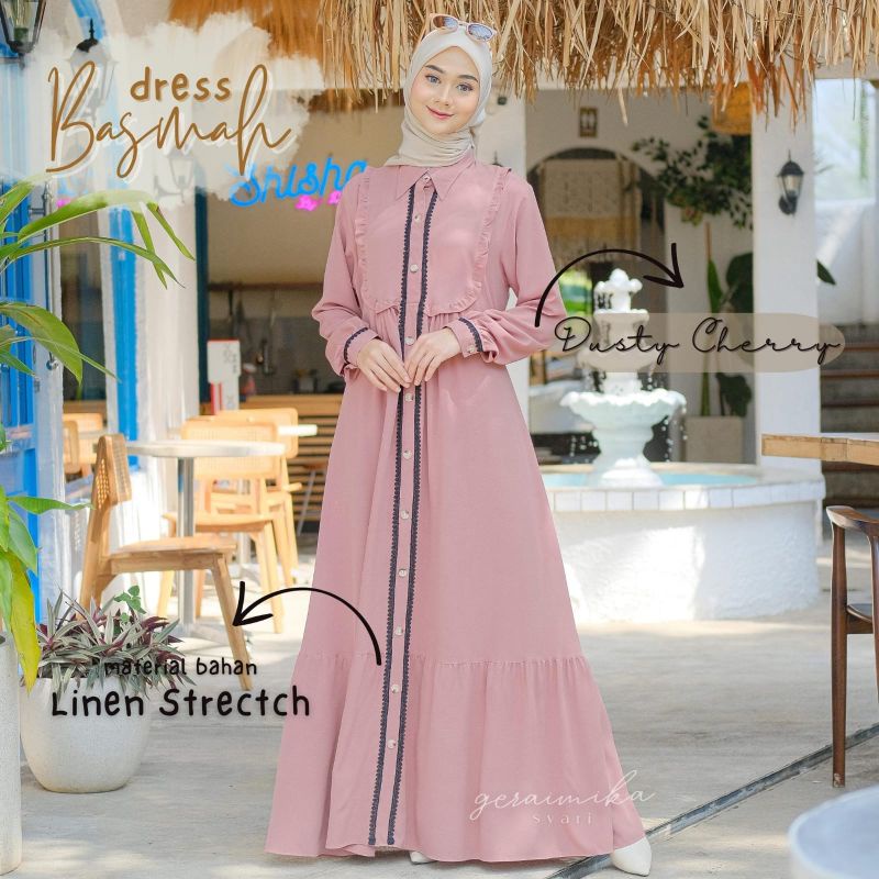 Basmah Dress By Gerai Mika / Gamis Hitam / Gamis Polos / Gamis Premium / Gamis Dewasa