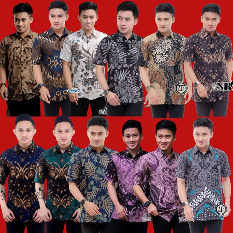 KEMEJA BATIK PRIA LENGAN PENDEK SIZE M L XL XXL BSWART BatiK HRB026 Kenongo Hem Panjang Padi MAS