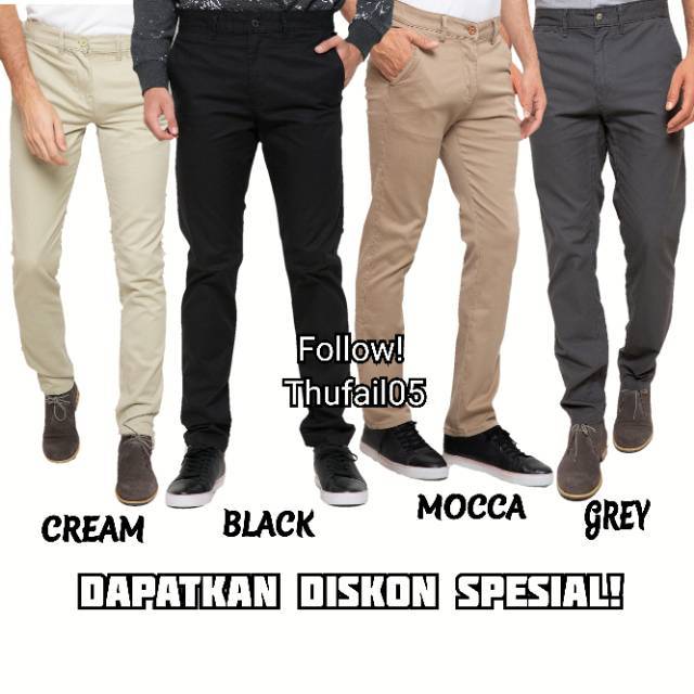 ChinoS UKURAN JUMBO 27-38 CHINO BIG SIZE BARAZHA ABU TUA MOCCA BLACK CREAM