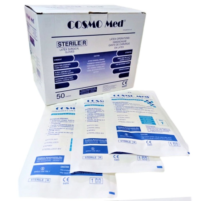 Sarung Tangan Steril 25CM COSMO MED Latex Surgical Gloves