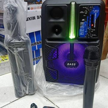 COD SPEAKER BLUETOOTH FLECO F-8809LED 8,5 INCH PLUS MIC WIRELESS + STAND SUPER BASS / SPEAKER KARAOKE WIRELESS X-BASS FLECO 8'5 INCH F-8809LED