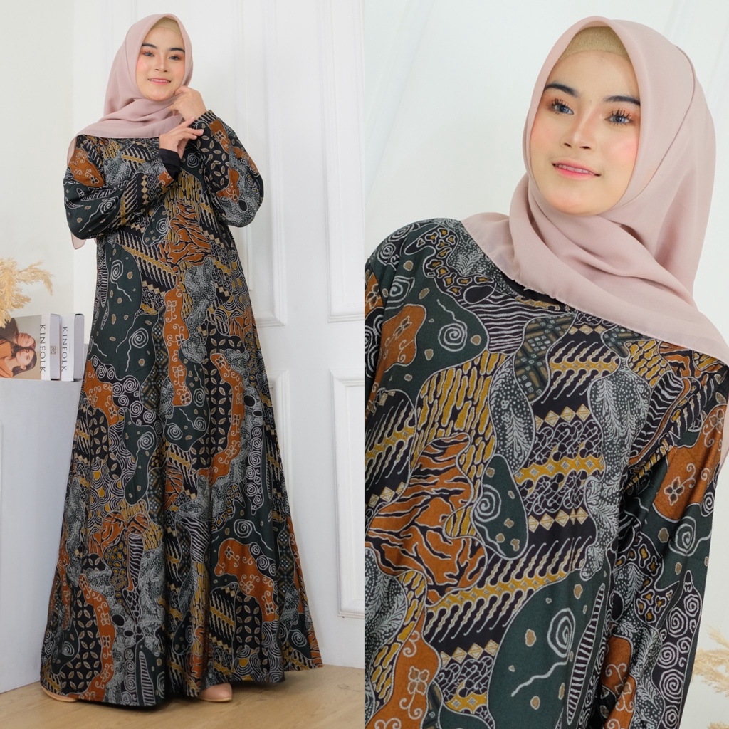 BATIKA Maxy / Kaila Dress - Gamis Calvin jeans Terbaru LD100-110 XL- 4L / Calvin Jeans Batik / R.22 - 023-5390 / R.27 - 022-5340