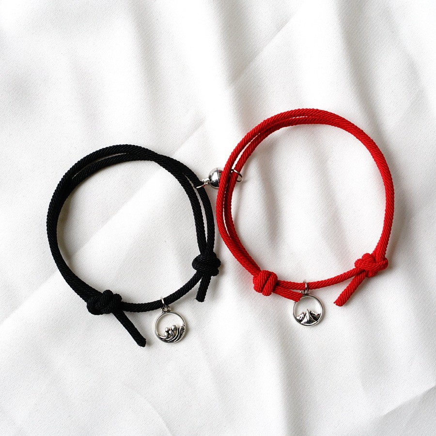 OVERFLOWS.ID 2 Pcs Gelang Couple Magnet Bahan Tali Rope Gelang Persahabatan Murah