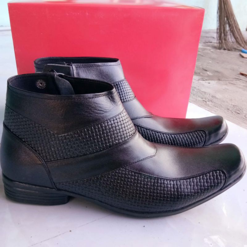 Sepatu pdh kulit asli boot kulit asli resleting