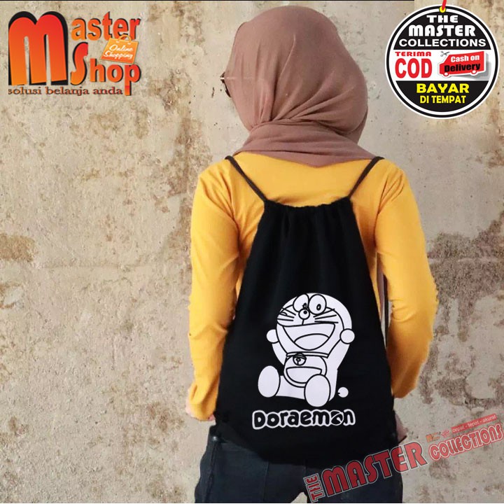 Tas Serut Doraemon / Drawstring / Tas Tali / Tas Stringbag Gym Olahraga ( MURAH BISA COD )