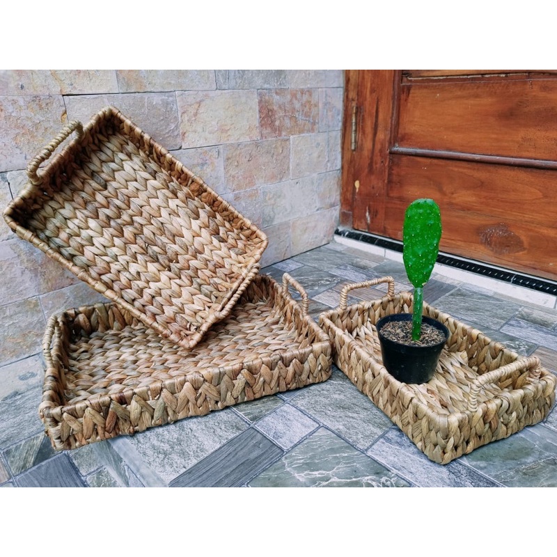 Tray Enceng Gondok Keranjang Handmade Aesthetic Dekorasi Rumah KHD