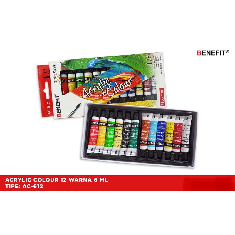 

cat acrylic benefit 12 warna / cat acrylic / cat akrilik / cat lukis