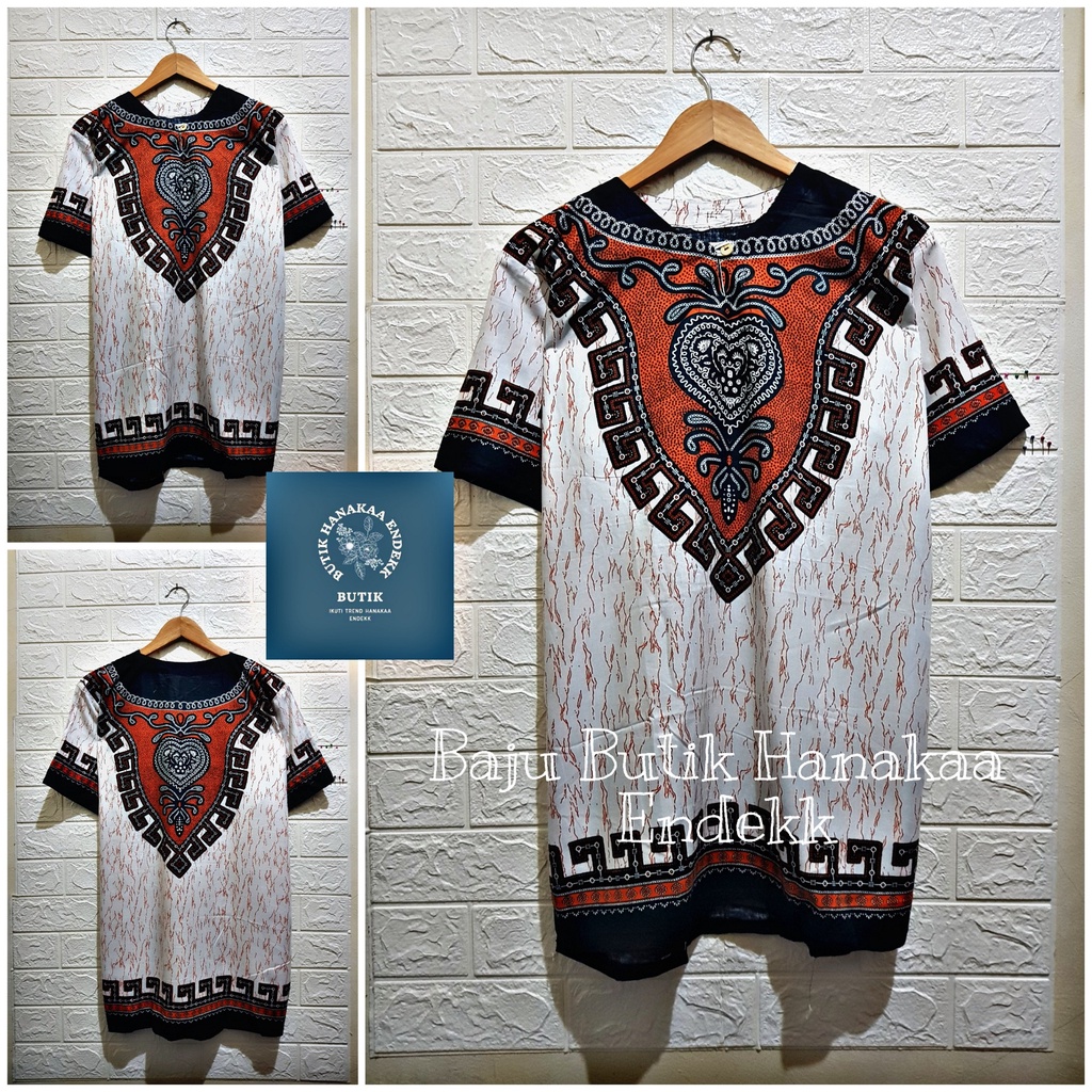 Baju Etnik Dashiki Love Putih Pria/Wanita (Unisex)