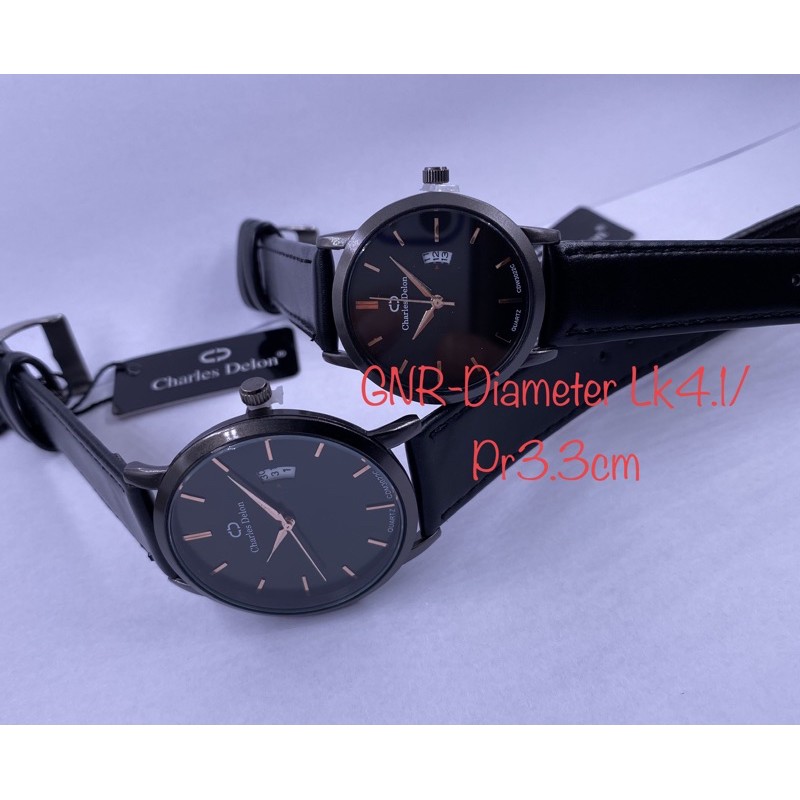 JAM TANGAN COUPLE CHARLES DELON KULIT TIPIS TANGGAL AKTIF ORIGINAL