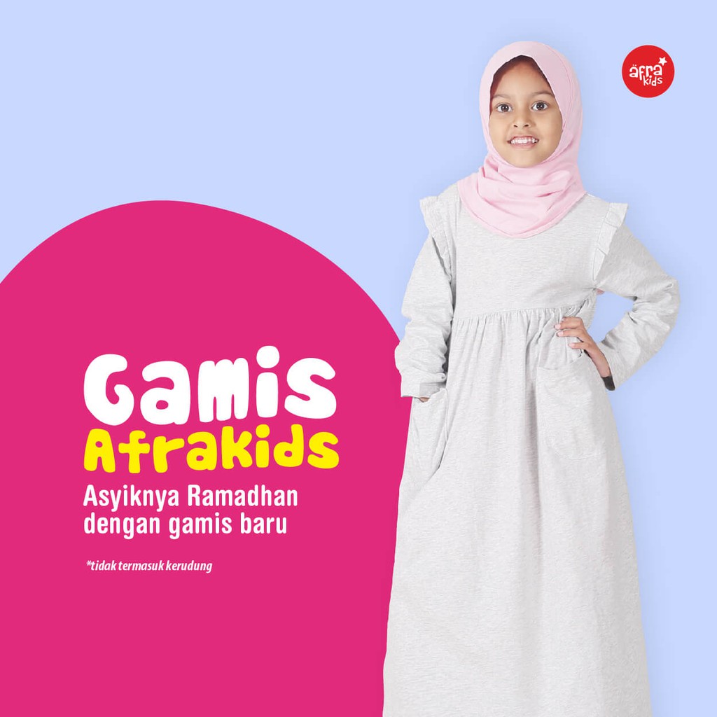 Gamis Anak Afrakids AFRA - GA001 Abu Misty - Baju Muslim Anak Perempuan