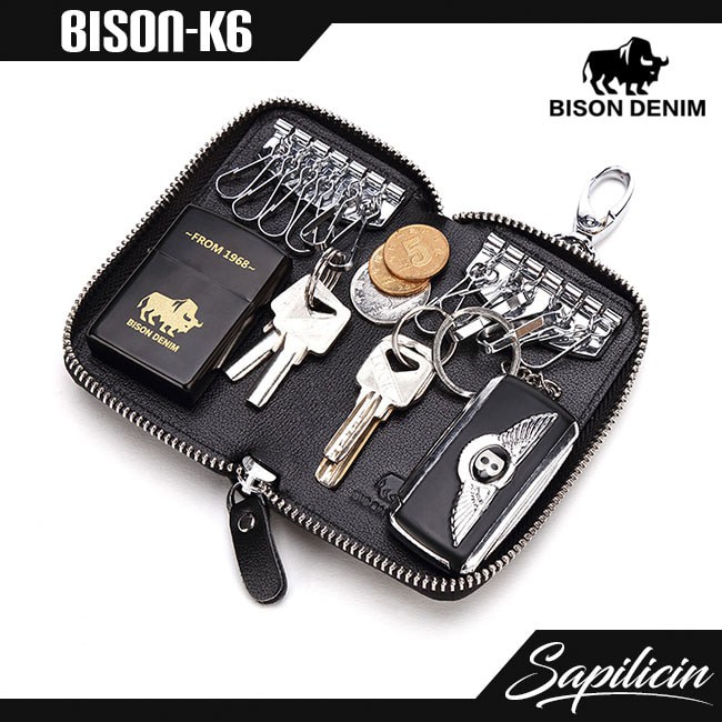 Dompet Kunci Pocket Key Wallet Kulit Asli Bison Denim BISON-K6