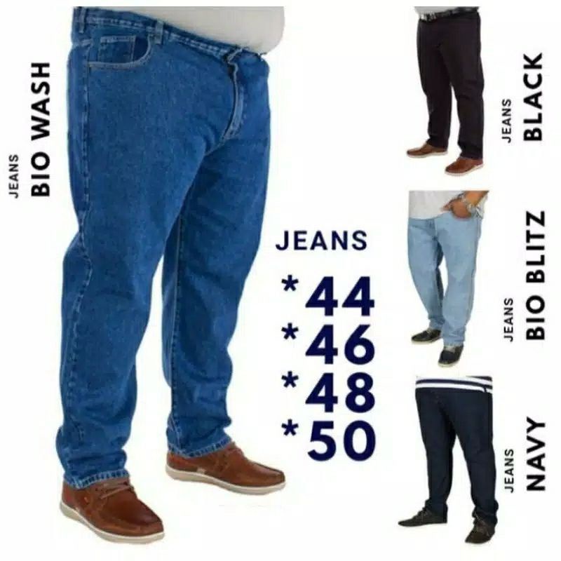 Celana jeans pria jumbo big size panjang regular standar