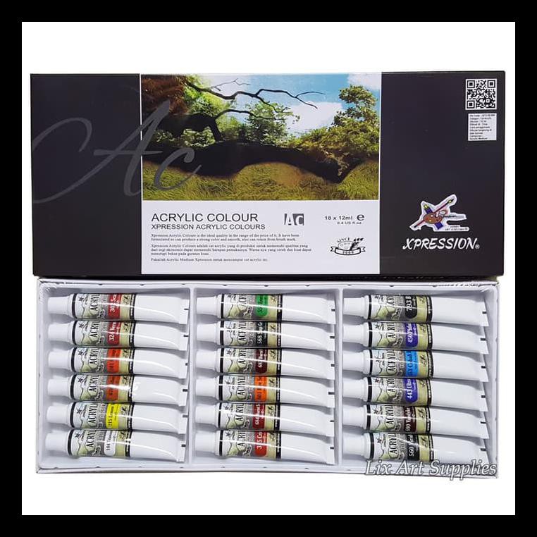 

READY STOK XPRESSION ACRYLIC COLOR SET 18 - 818B / CAT AKRILIK SET 18X12ML PERALATAN MELUKIS MURAH