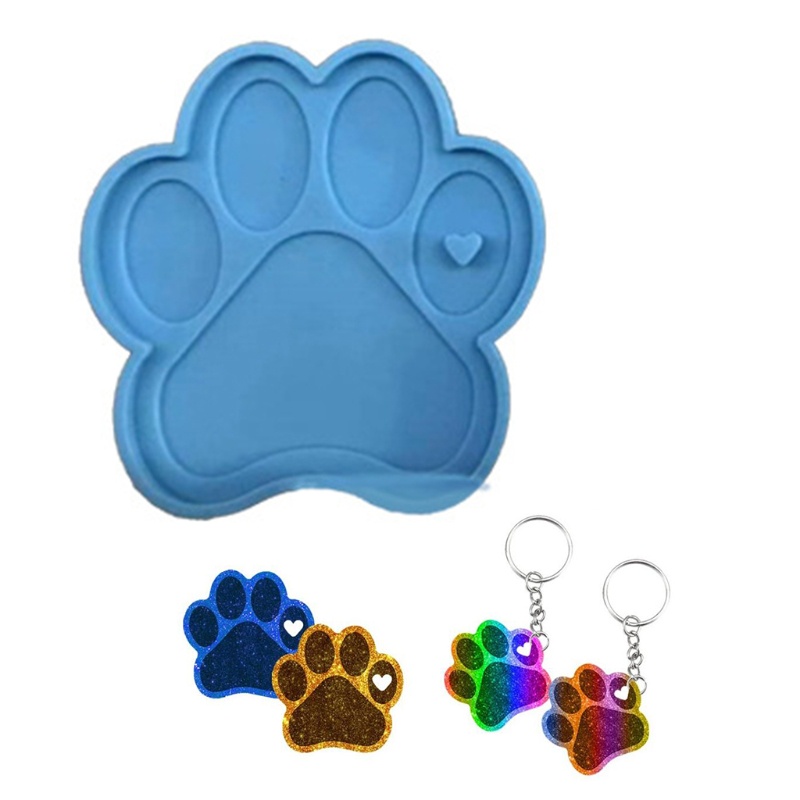 SIY  3Pcs/Set Dog Paw Style Keychain Epoxy Resin Mold Necklace Pendant Silicone Mould