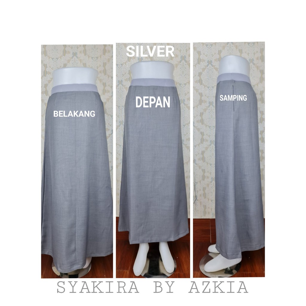 Rok Kerja Model A Full Karet warna silver-abu tua-merah cabe-milo-ungu tua-cream-Rok Wanita-Rok Kantor-Rok Kerja-Rok Kuliah-Rok untuk Formal