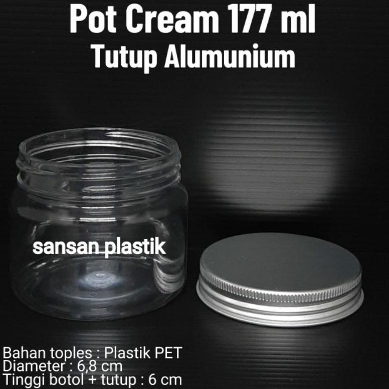 (10 Pcs) Pot Cream 177Ml / Pot Jar 177Ml / Toples Plastik Tutup Alumunium 177Ml