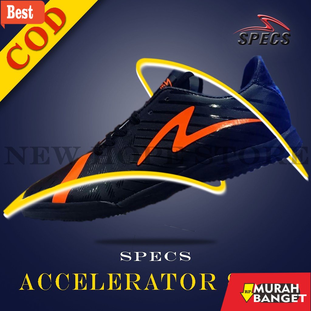 Sepatu futsal keren- Sepatu Futsal Specs Accelerator Slaz Hitam Oren Grade Original 100% Futsal Mura