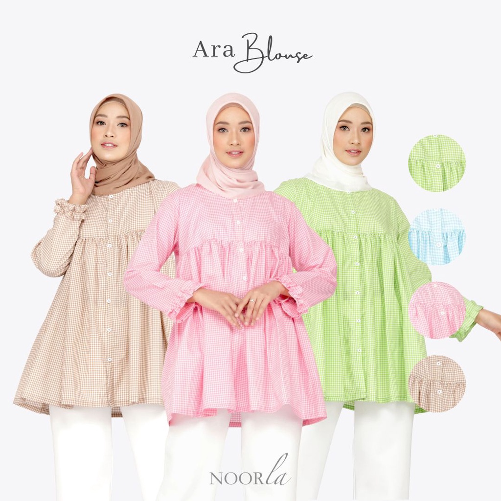 NOORLA - ARA BLOUSE / ATASAN / SHIRT / KEMEJA KOTAK-KOTAK