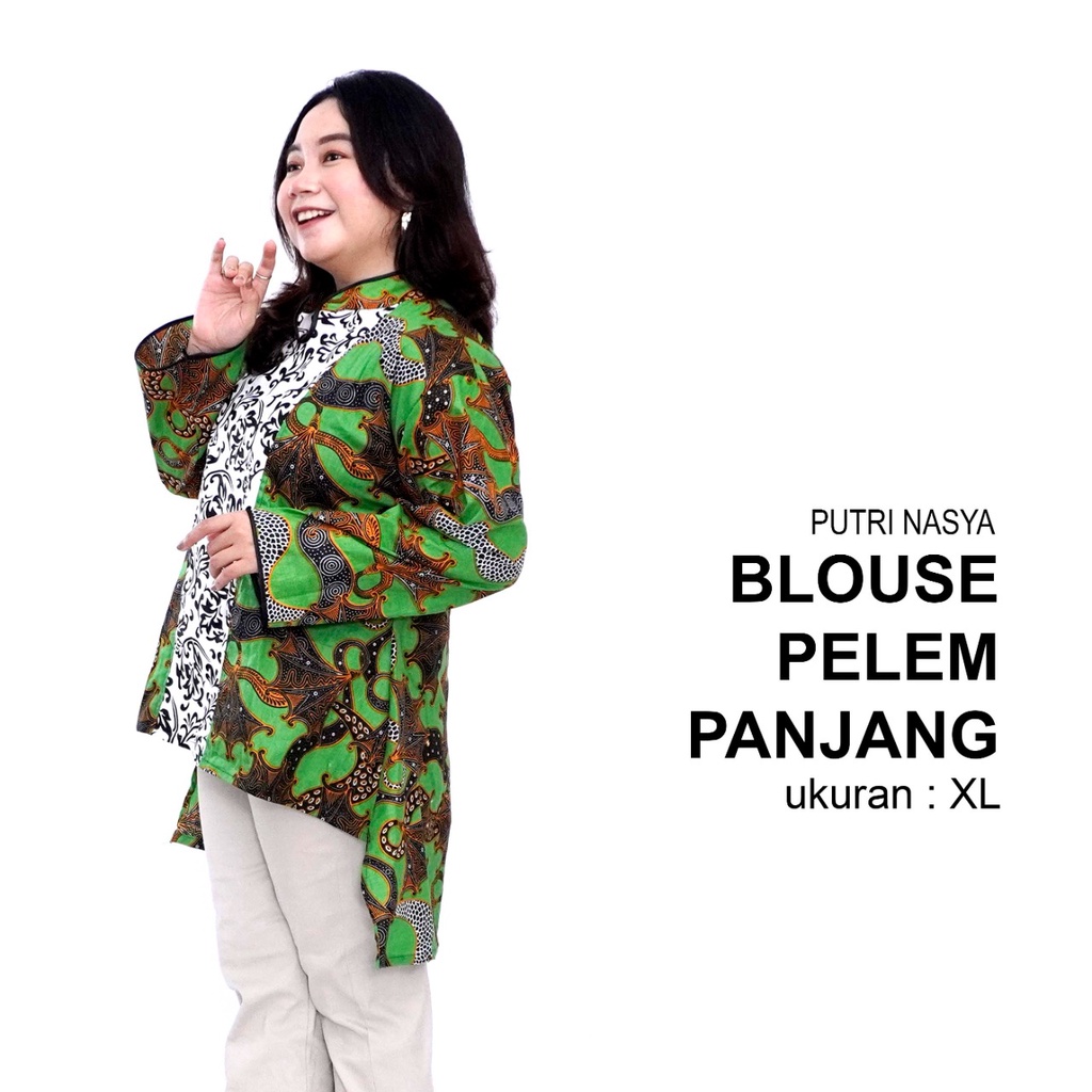 Atasan Batik Big Size Blouse Wanita Jumbo L-XL-2L-3L-4L-5L-6L-7L Blus Model Big LD 140 Kantor Seragam Batik / Atasan Kerja Formal Big Size / Blus Super Jumbo Bahan Kerja