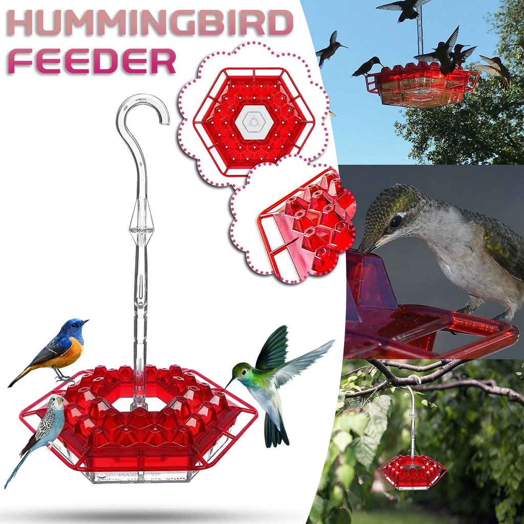 Solighter Hummingbird Feeder Wadah Baru Gantung Mudah Dibersihkan Perlengkapan Burung