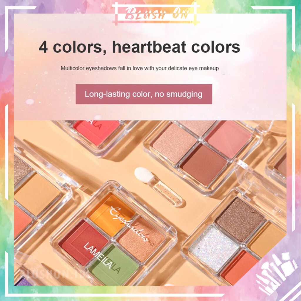 LAMEILA 4 Color Eyeshadow Waterproof Disk Pallete 4 Warna Kombinasi Glitter Tahan Lama Tahan Air 3049