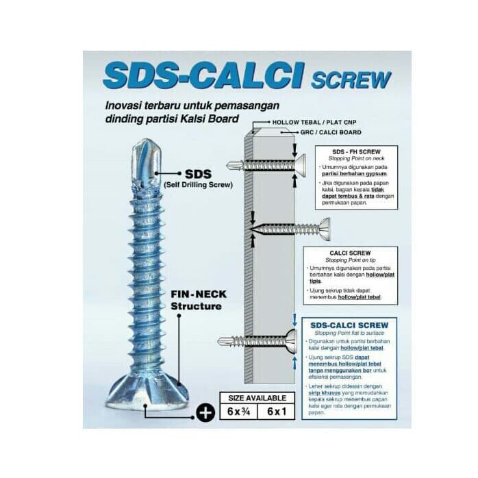 Sekrup GRC SDS / kalsiboard / Calci Screw harga per 100pcs