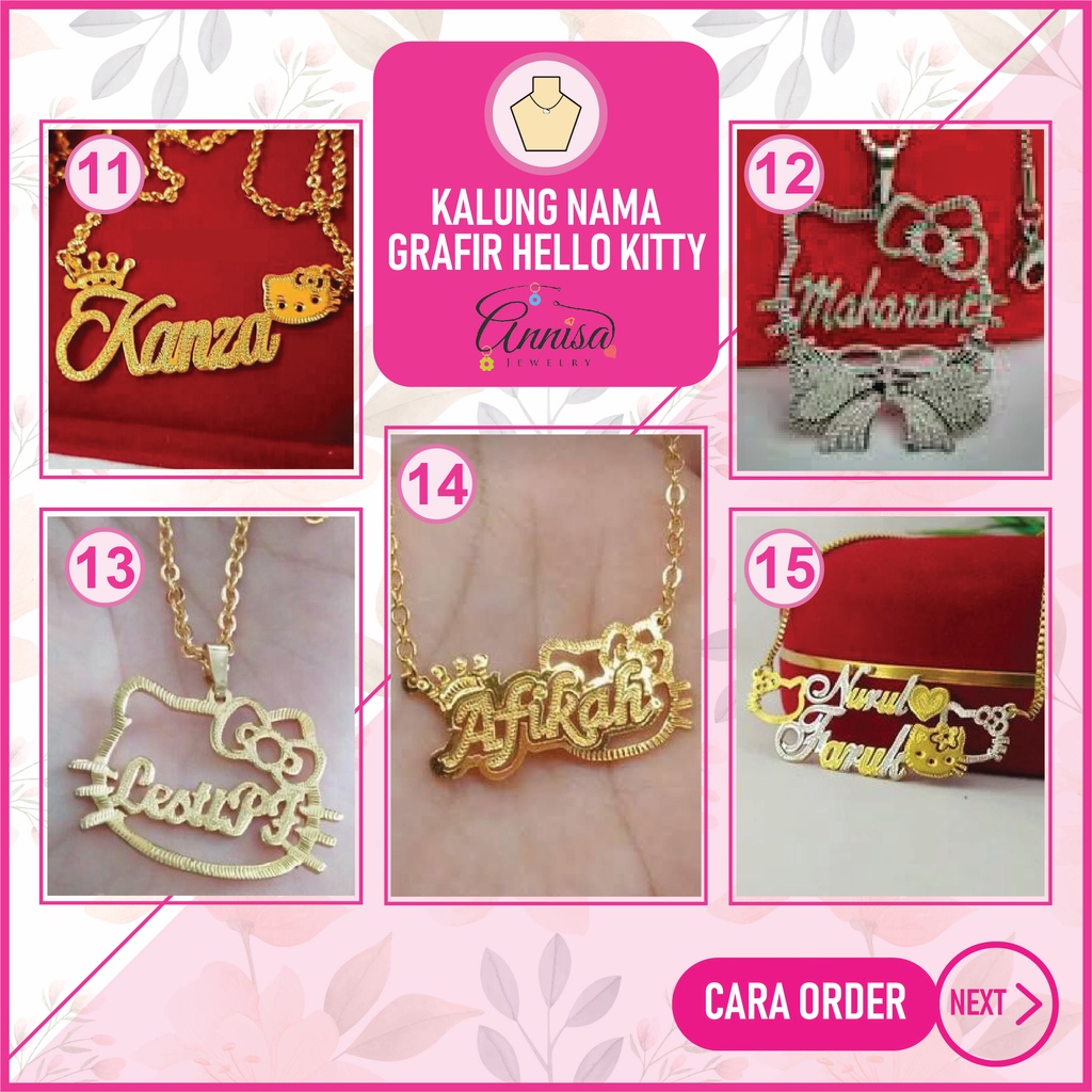 Kalung Nama HelloKitty Silver Grafir Uk.Standar