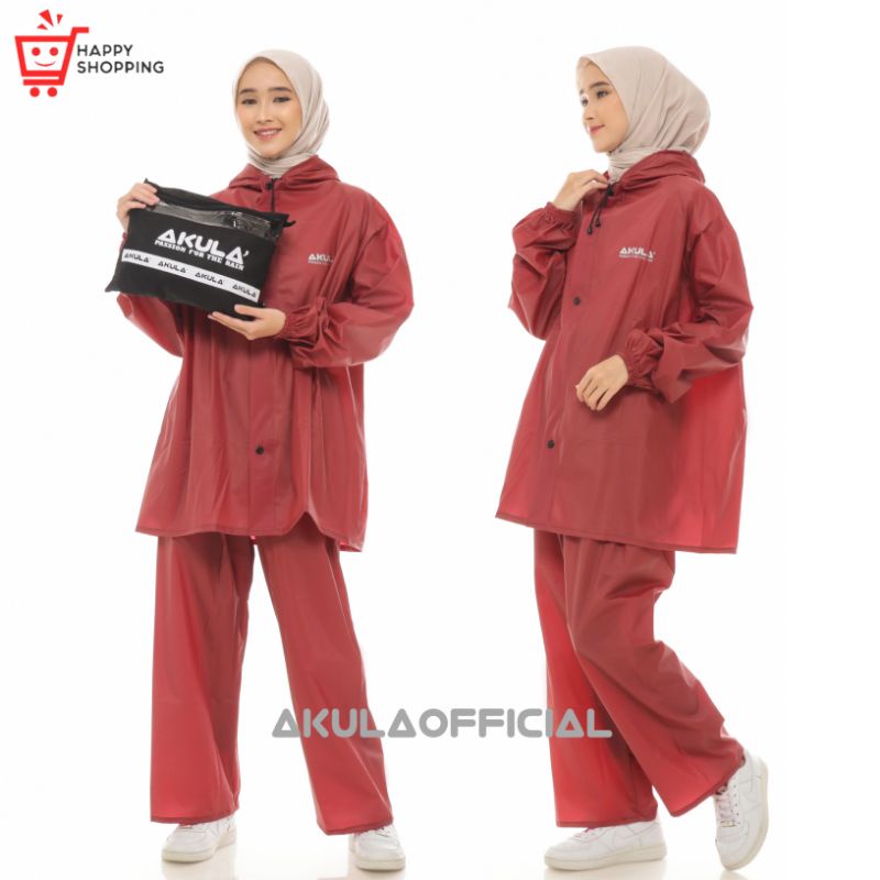 JAS HUJAN, RAINCOAT Pria Wanita By AKULA Anti Rembes MERAH