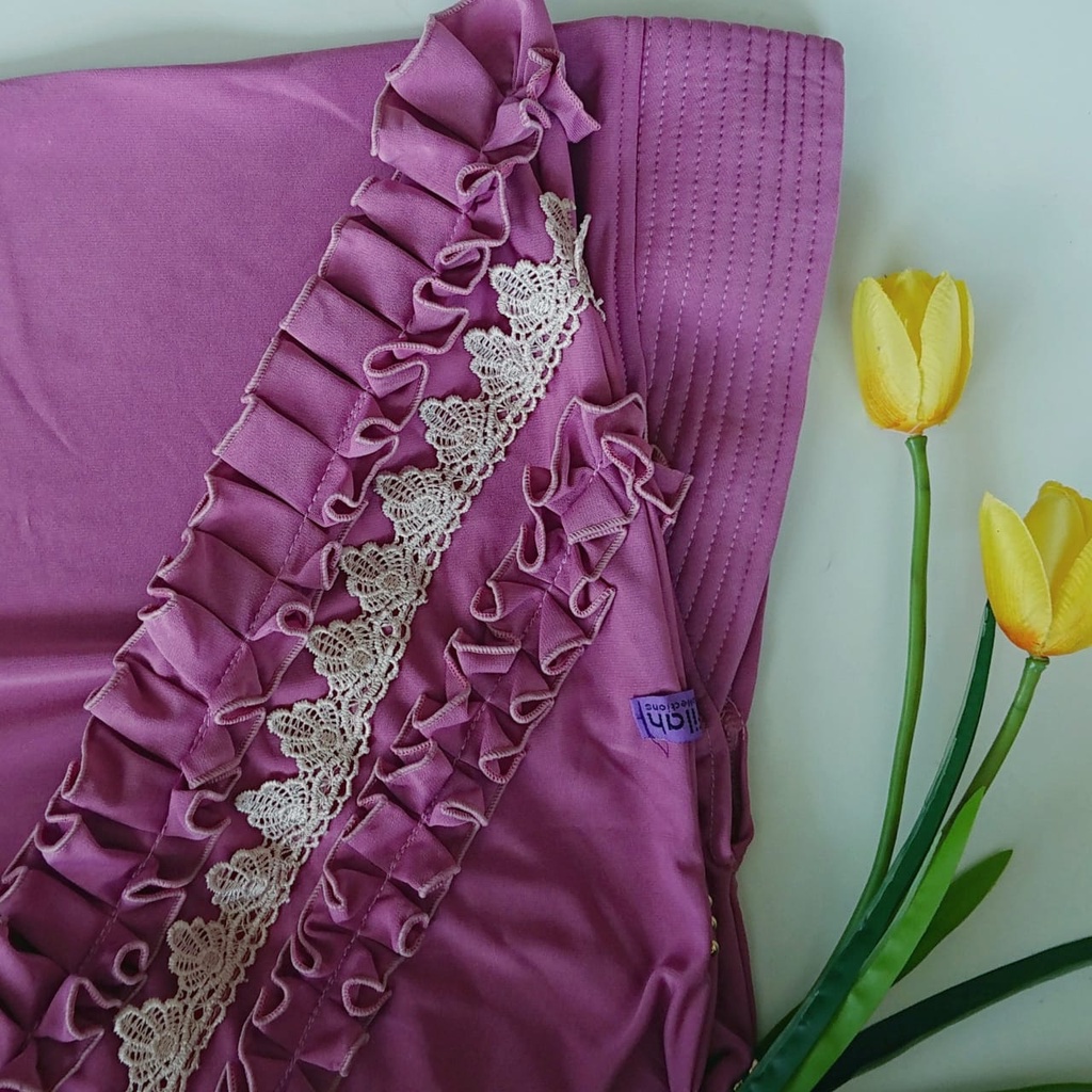 Jilbab Instan Rempel Gotik Prada Premium/Hijab Harian Rempel Depan Jersey Super Premium Daura-Dusty purple