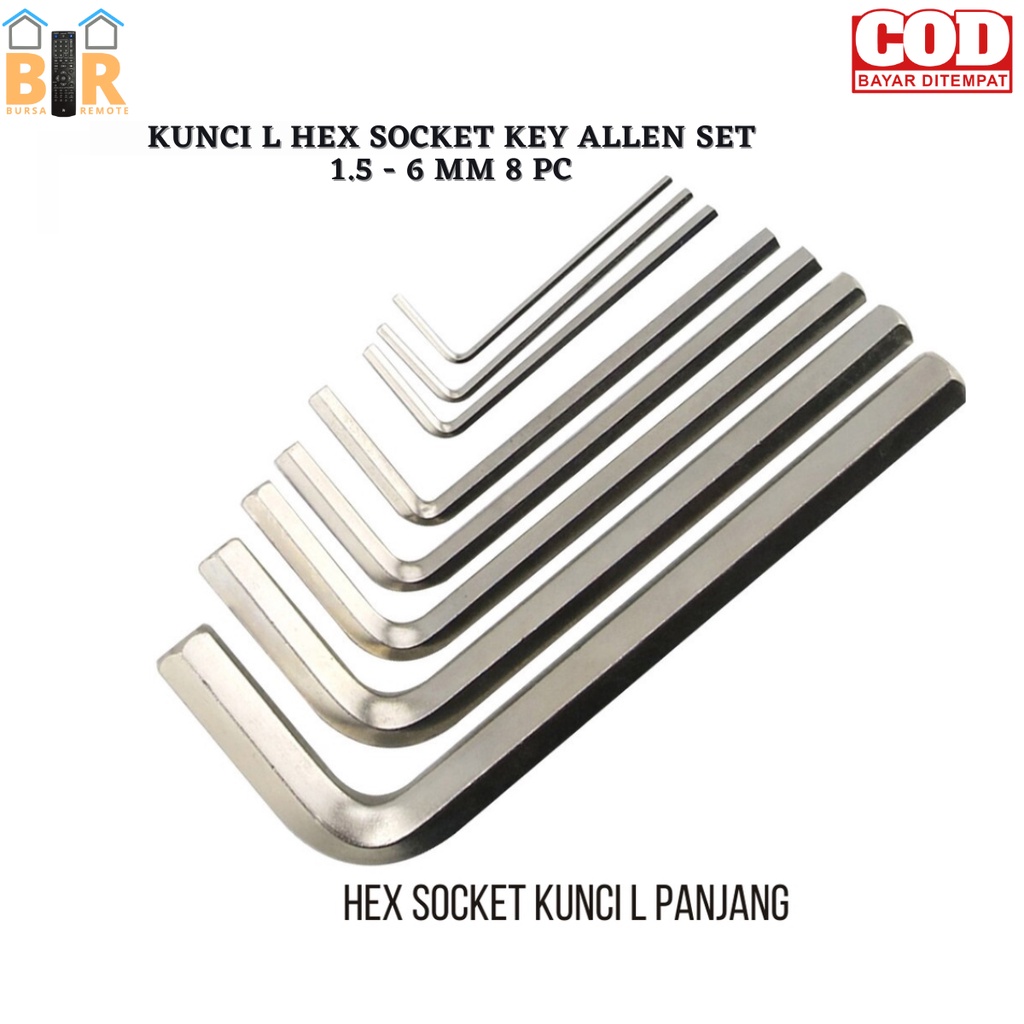 Kunci Set L Hexagonal Bintang Bulat Panjang Pendek Kombinasi Key Allen 9 Pcs