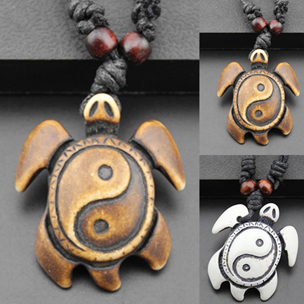 Hu Hu Hu Hu Hu Alat Bantu Pasang Kacamata♡ Kalung Tali Kulit Imitasi Liontin Kurakura Yin Yang Tai Chi Gaya Retro Untuk Priawanita