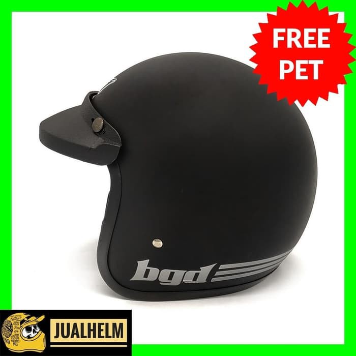 SALE Helm Bogo Retro BGD Hitam Doff List Karet Vespa Klasik Classic