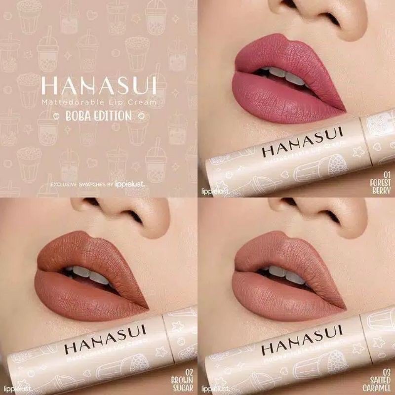 [ COD MAKASSAR] Lipcream hanasui boba edition - listik gincu lipstik original original