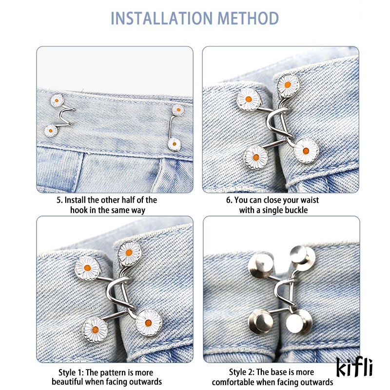 Kancing Jeans Logam,Simple Adjustable Kancing Pengait,Celana Panjang Desain Kait Pengecil Lingkar Pinggang,Bisa Dilepas