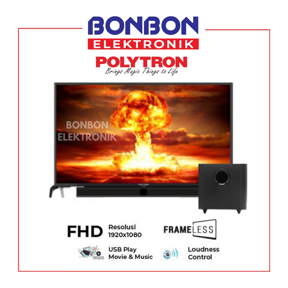 Polytron LED TV 40 Inch PLD 40B8951 Cinemax Soundbar Frameless