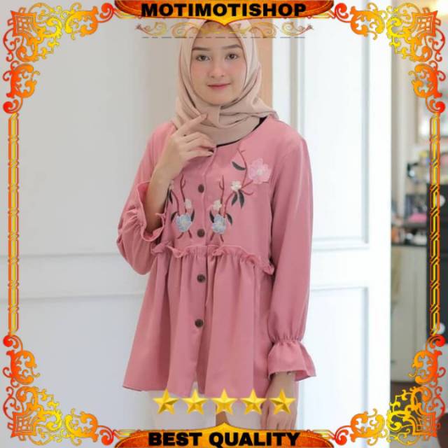 Baju Atasan Wanita Terbaru / Tunik Remaja Kekinian Motif Bunga Bordir