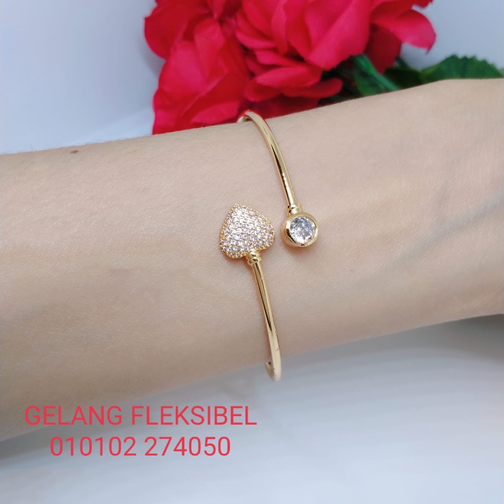 Gelang Tangan Fleksibel Bangle Wanita Titanium Xuping Perhiasan Aksesoris Fashion Lapis Emas Anti Karat