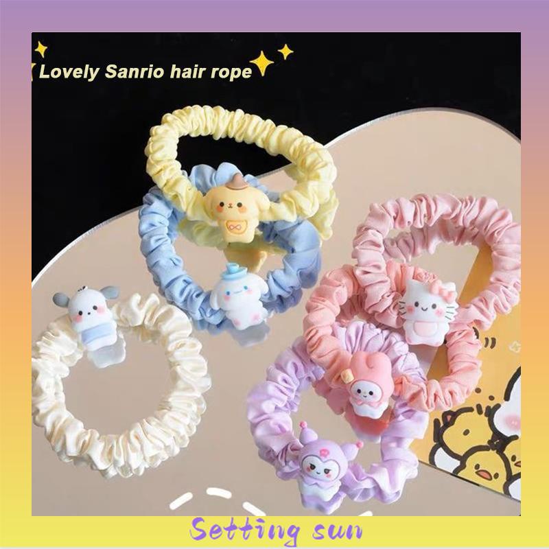 Cincin Usus Kecil Kartun Anjing Cinnamoroll  Cincin Rambut  Gaya Manis Manis Lucu Tali Rambut TN