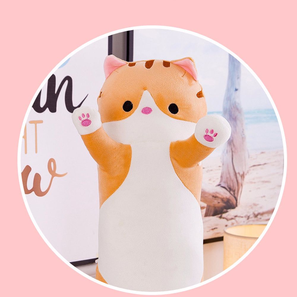 QUINTON kawaii Long Cat Pillow Gift for Kids Girl Stuffed Toys Plush Toy Cute Hug Doll Home Decor Stuffed Animal Cotton Doll Soft Sleeping Pillow/Multicolor